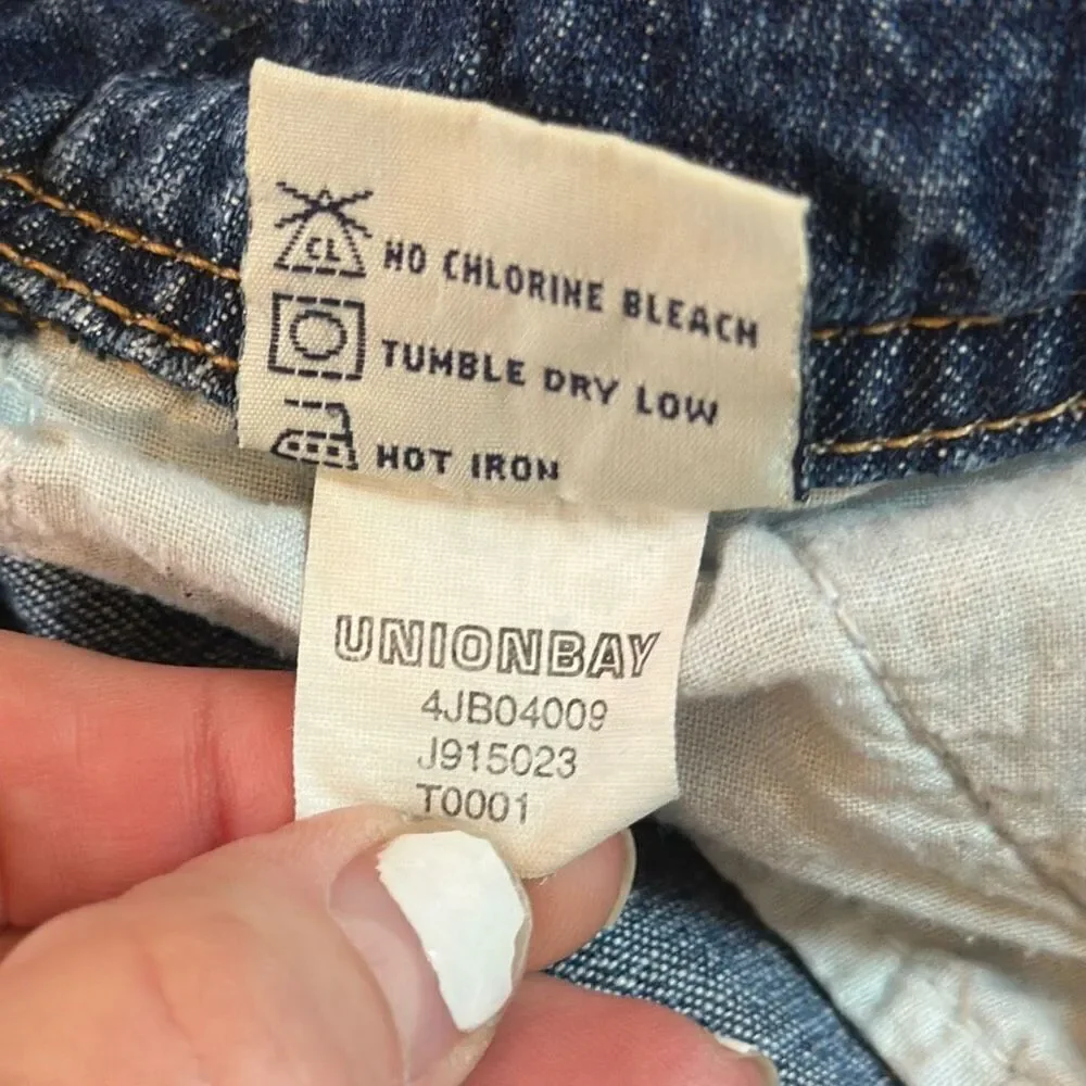 Union Bay Blue Denim Bib Baggy Overalls Farmer size‎ L Large Carpenter